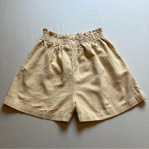 SOL SISTER cream beige linen high rise paper bag shorts